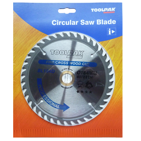 TCT Circular Saw Blade 184mm x 30mm x 40T Professional Toolpak 